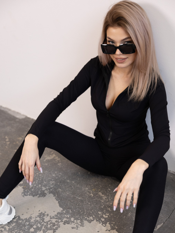 BLUZKA DŁUGA ROZPINANA CZARNA DMF