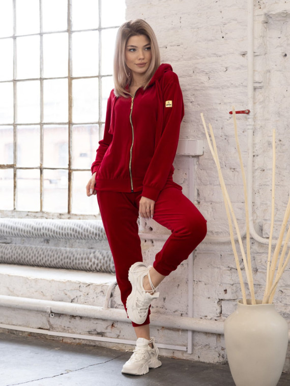 KOMPLET ROZPINANY WELUROWY CZERWONY DMF