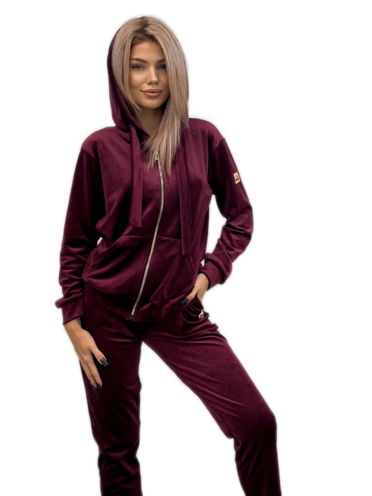 KOMPLET WELUROWY BURGUNDOWY DMF