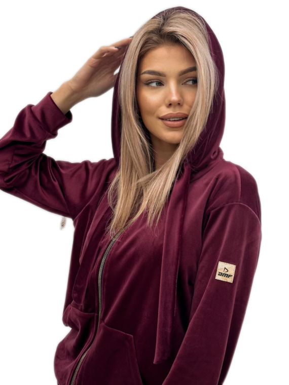 KOMPLET WELUROWY BURGUNDOWY DMF