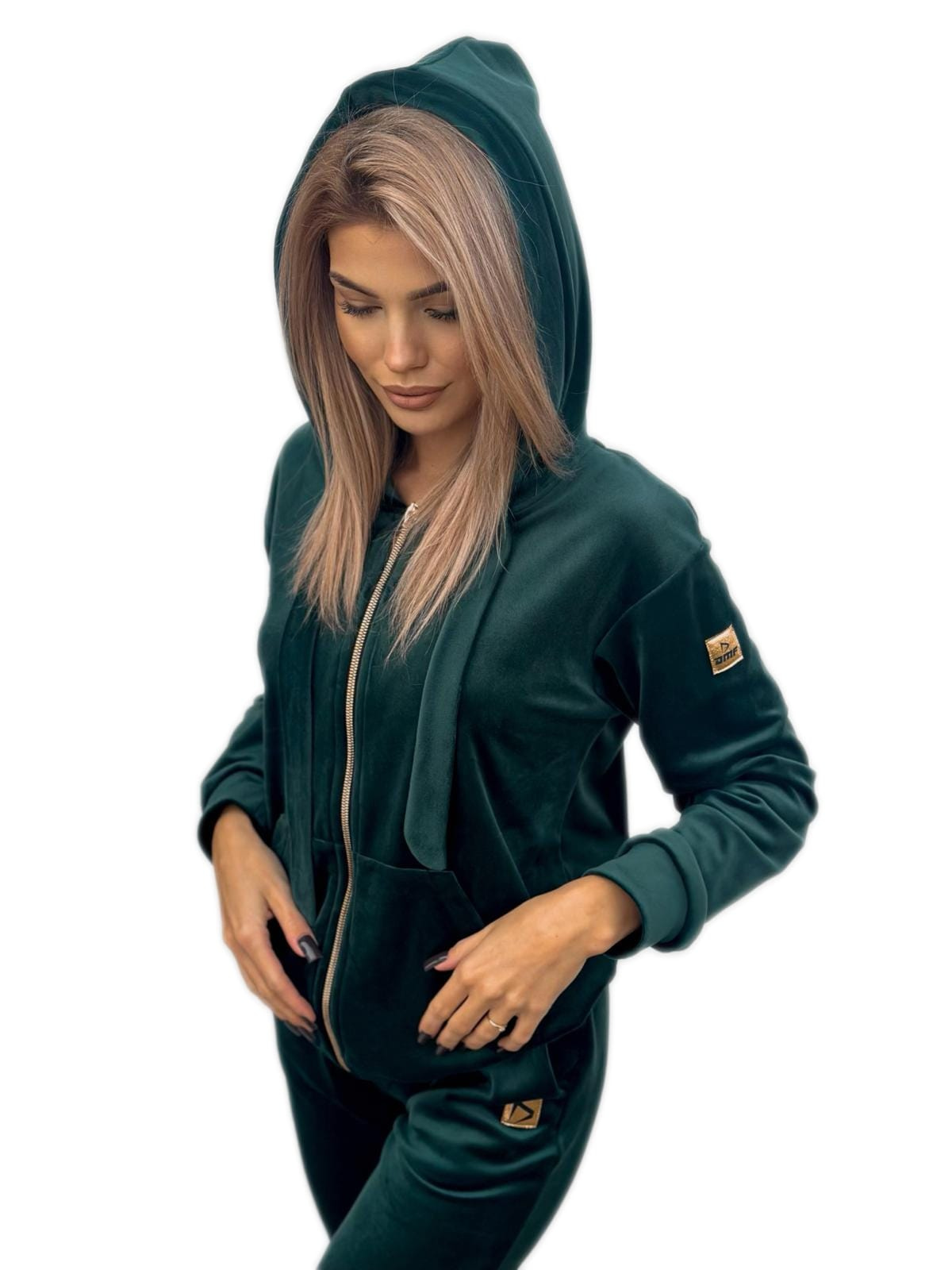 KOMPLET WELUROWY BUTELKOWA ZIELEŃ DMF