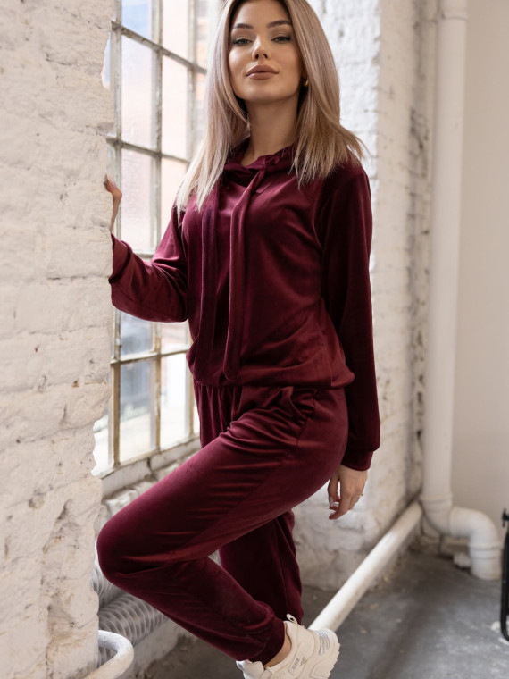 SPODNIE WELUROWE BURGUNDOWE  VIBE