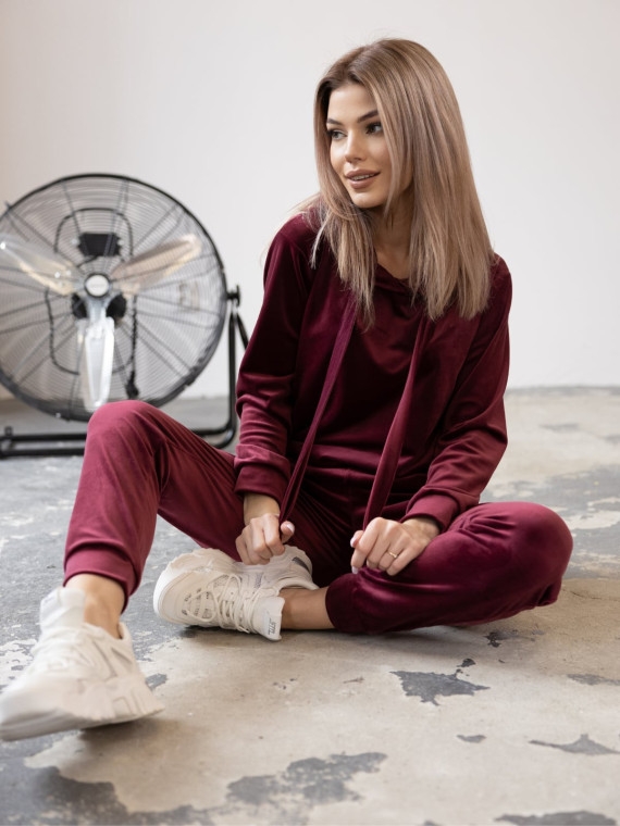 SPODNIE WELUROWE BURGUNDOWE  VIBE