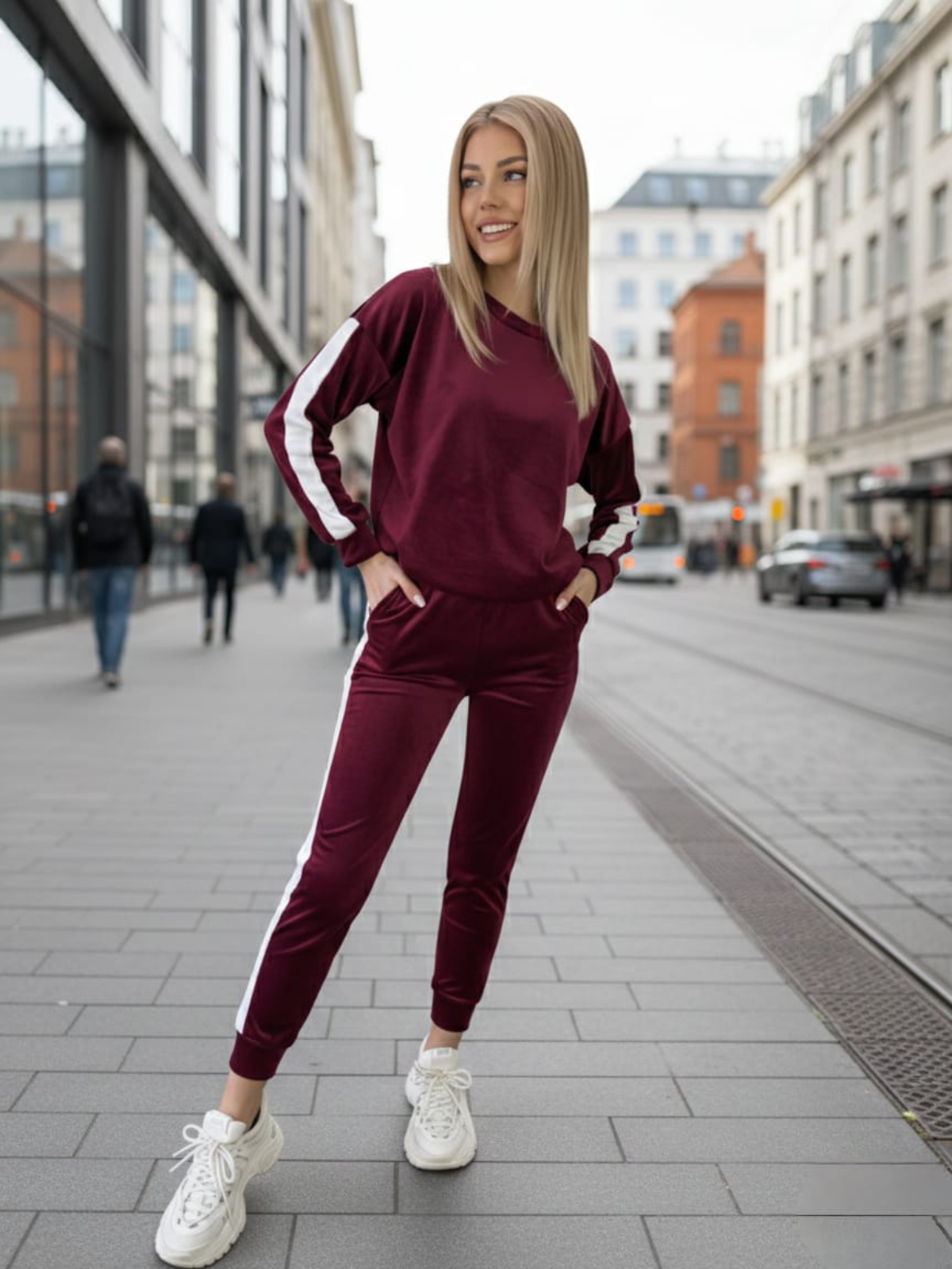 DRES WELUROWY BURGUNDOWY TUTTI