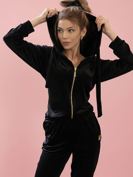 KOMPLET ROZPINANY WELUROWY CZARNY DMF