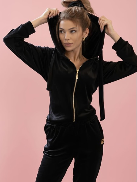 KOMPLET ROZPINANY WELUROWY CZARNY DMF