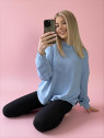 BLUZA OVERSIZE Z KAPTUREM BŁĘKITNA DMF