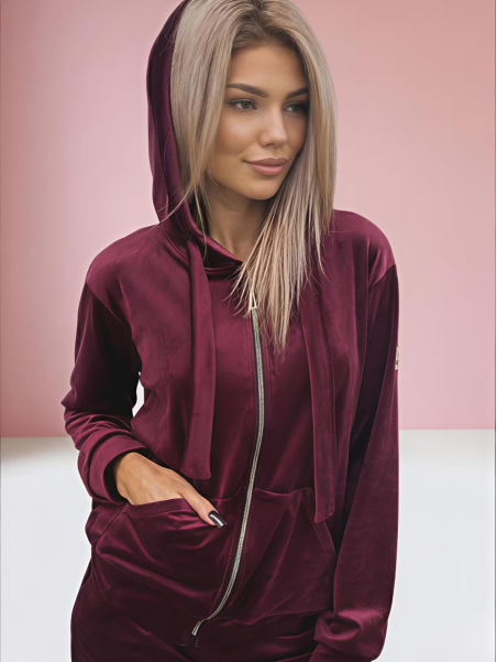 KOMPLET WELUROWY BURGUNDOWY DMF