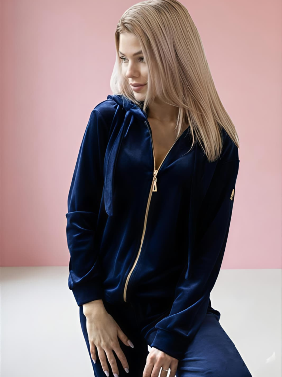 KOMPLET ROZPINANY WELUROWY GRANATOWY DMF