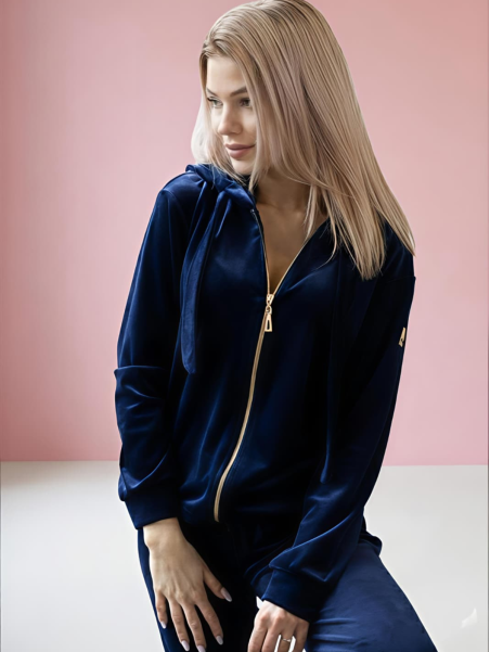 KOMPLET ROZPINANY WELUROWY GRANATOWY DMF