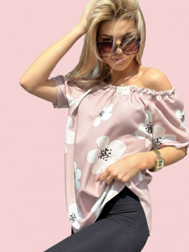 Bluzka hiszpanka Bunga kolorowa beżowa