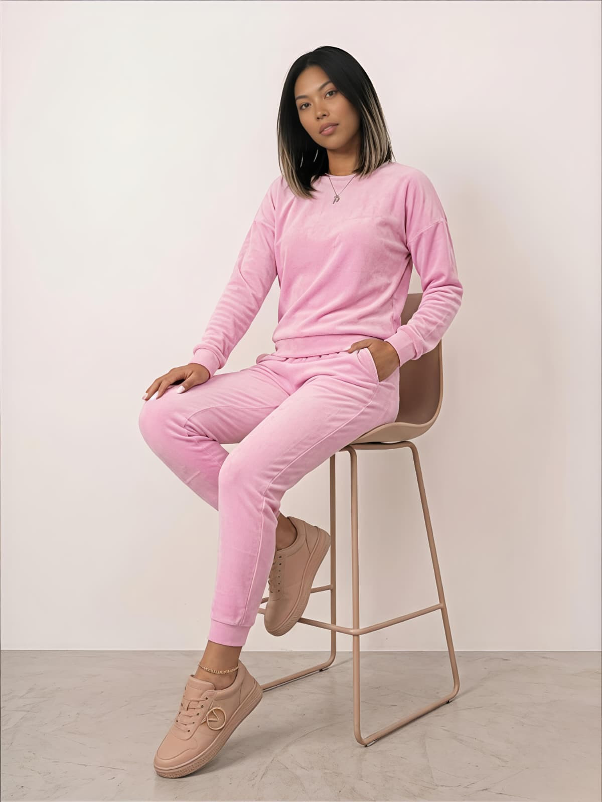 WELUROWY KOMPLET INESS RÓŻOWY