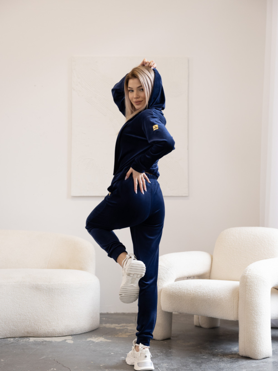 KOMPLET ROZPINANY WELUROWY GRANATOWY DMF