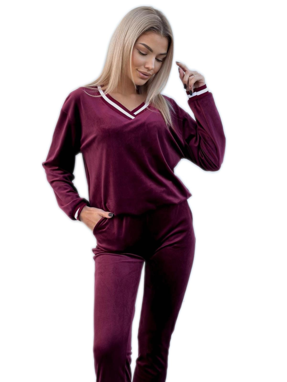 DRES WELUROWY BURGUNDOWY DUO