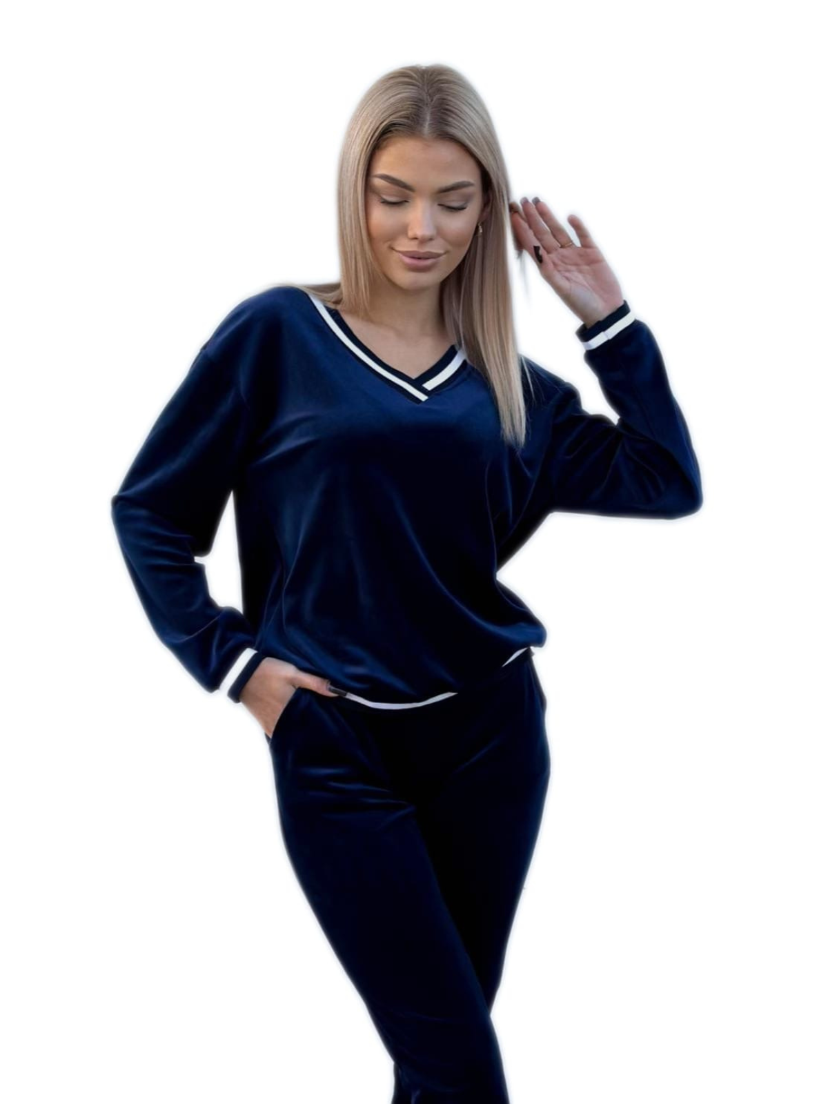 DRES WELUROWY GRANATOWY DUO